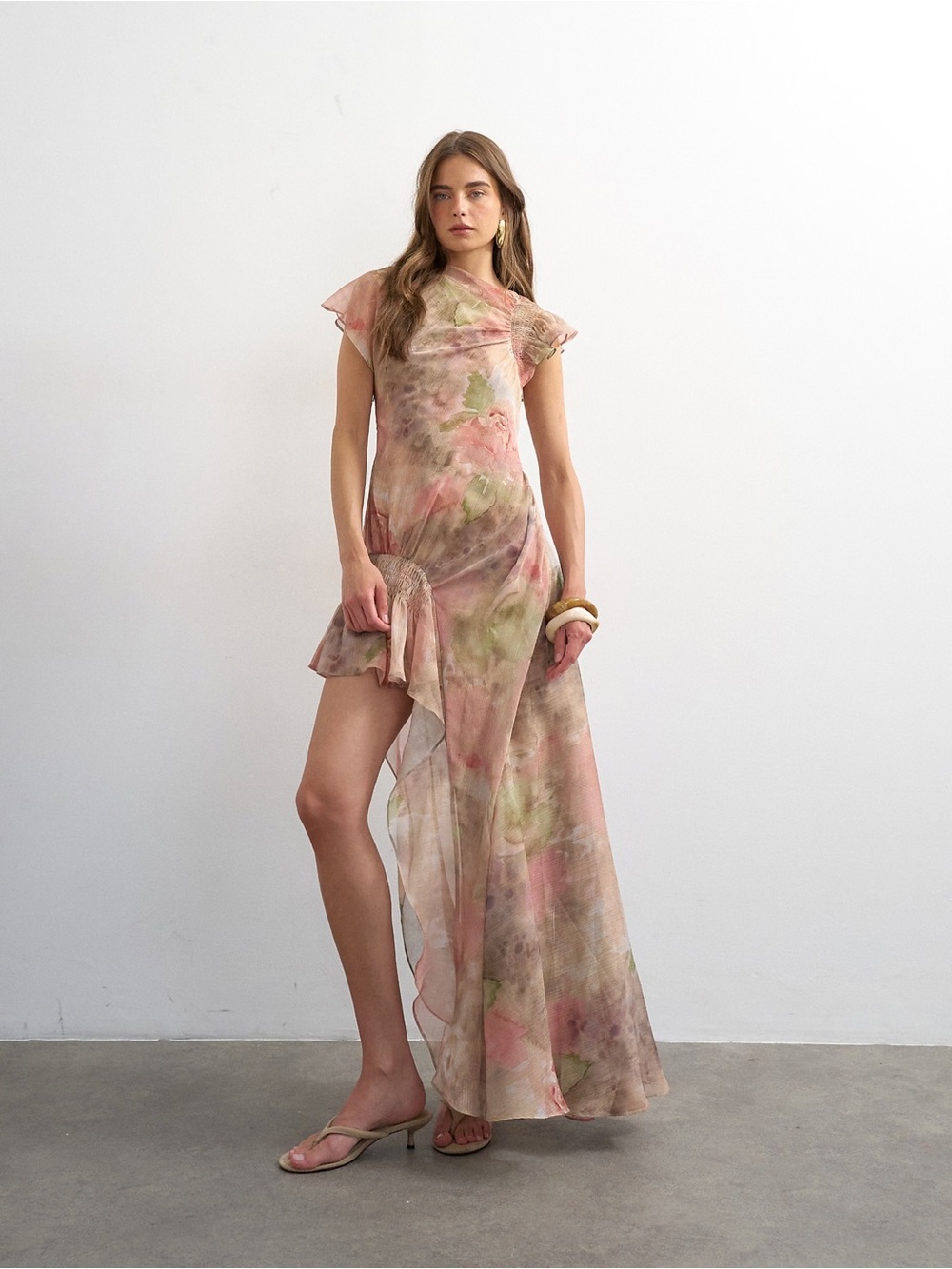 Topshop Chiffon High Low Maxi Dress